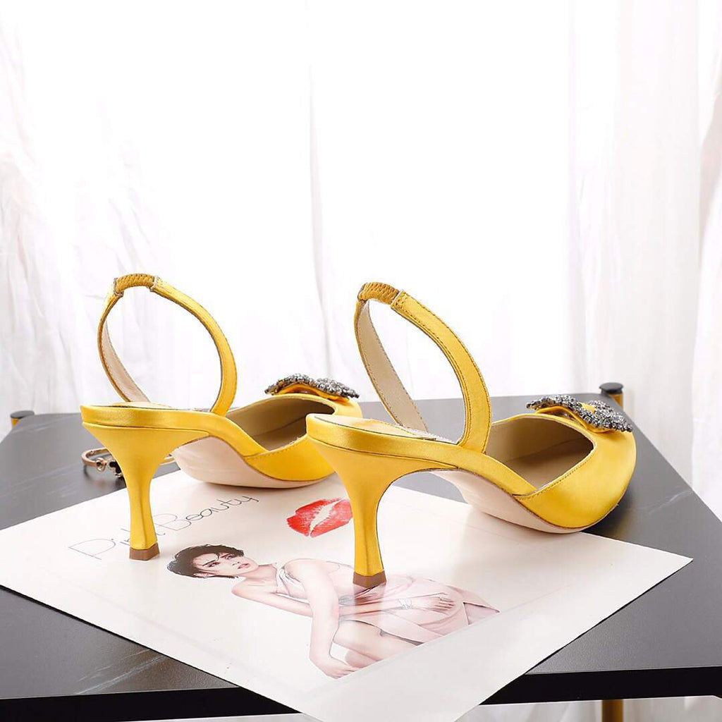 Manolo Blahnik Women¡¯s Shoes Designer Hangisiflat Pumps Yellow 30121 - luxibagsmall