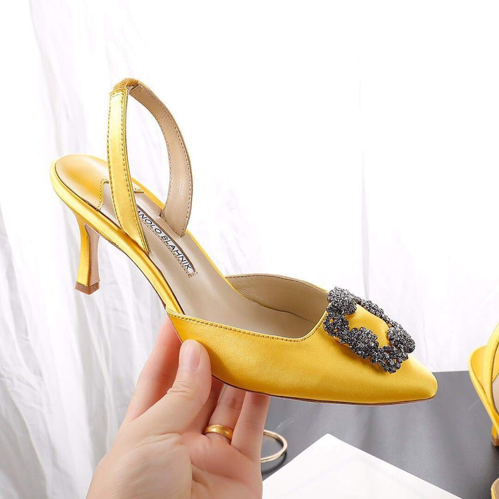 Manolo Blahnik Women¡¯s Shoes Designer Hangisiflat Pumps Yellow 30121 - luxibagsmall