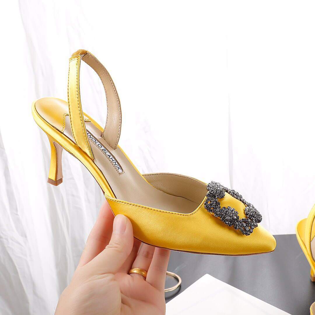 Manolo Blahnik Women¡¯s Shoes Designer Hangisiflat Pumps Yellow 30121 - luxibagsmall