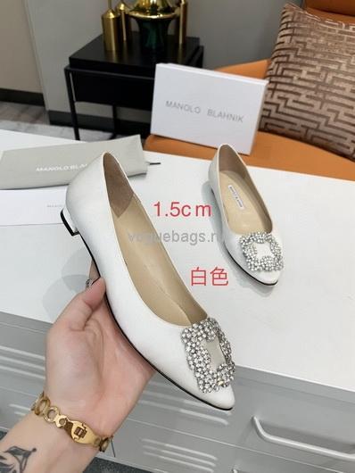 Manolo Blahnik Women¡¯s Shoes Designer Hangisiflat Velvet Shoes 30120 White - luxibagsmall