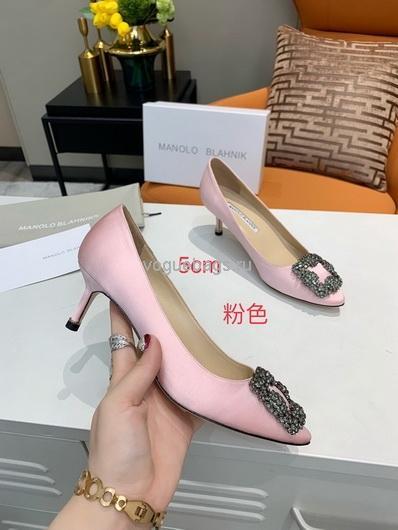 Manolo Blahnik Women¡¯s Shoes Designer Hangisiflat Velvet Shoes 30120 Pink - luxibagsmall