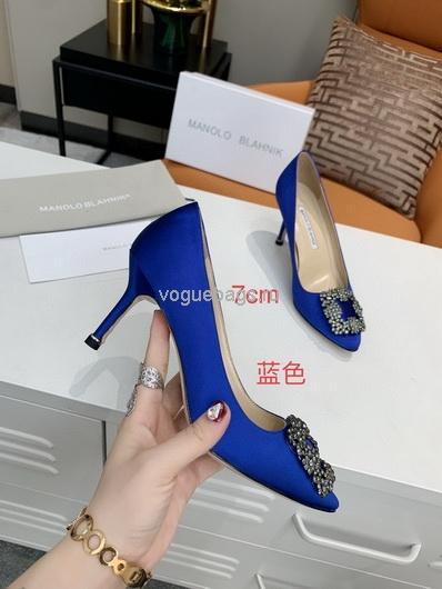 Manolo Blahnik Women¡¯s Shoes Designer Hangisiflat Velvet Shoes 30120 Blue - luxibagsmall