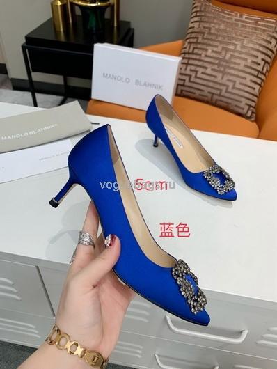 Manolo Blahnik Women¡¯s Shoes Designer Hangisiflat Velvet Shoes 30120 Blue - luxibagsmall