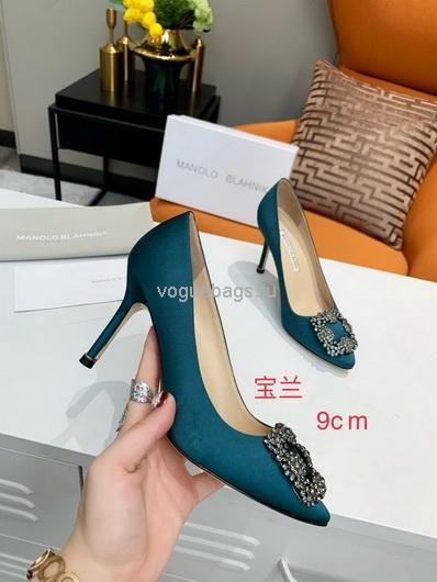 Manolo Blahnik Women¡¯s Shoes Designer Hangisiflat Velvet Shoes 30120 Royal blue - luxibagsmall
