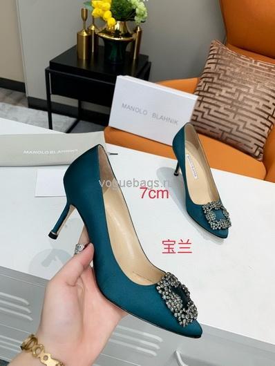 Manolo Blahnik Women¡¯s Shoes Designer Hangisiflat Velvet Shoes 30120 Royal blue - luxibagsmall