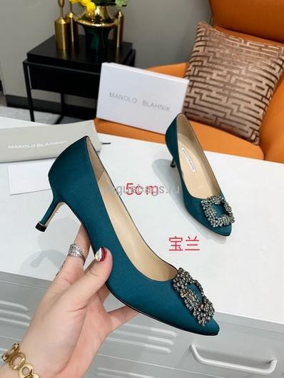 Manolo Blahnik Women¡¯s Shoes Designer Hangisiflat Velvet Shoes 30120 Royal blue - luxibagsmall