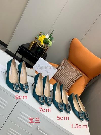 Manolo Blahnik Women¡¯s Shoes Designer Hangisiflat Velvet Shoes 30120 Royal blue - luxibagsmall