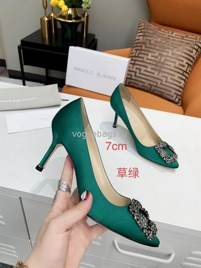 Manolo Blahnik Women¡¯s Shoes Designer Hangisiflat Velvet Shoes 30120 Green - luxibagsmall