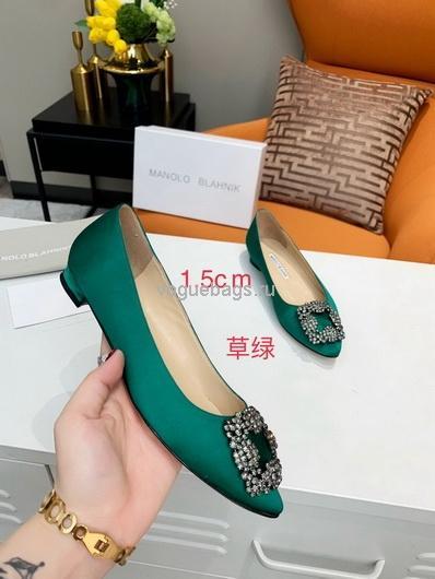 Manolo Blahnik Women¡¯s Shoes Designer Hangisiflat Velvet Shoes 30120 Green - luxibagsmall