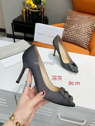 Manolo Blahnik Women¡¯s Shoes Designer Hangisiflat Velvet Shoes 30120 Dark Gray - luxibagsmall