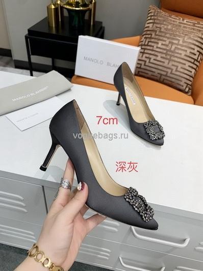 Manolo Blahnik Women¡¯s Shoes Designer Hangisiflat Velvet Shoes 30120 Dark Gray - luxibagsmall