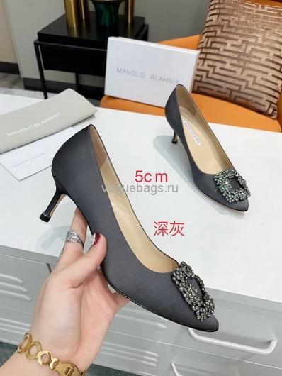 Manolo Blahnik Women¡¯s Shoes Designer Hangisiflat Velvet Shoes 30120 Dark Gray - luxibagsmall