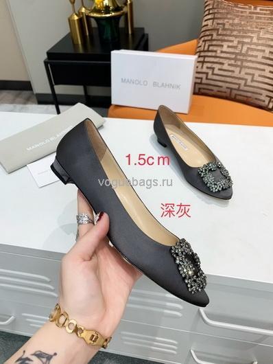 Manolo Blahnik Women¡¯s Shoes Designer Hangisiflat Velvet Shoes 30120 Dark Gray - luxibagsmall