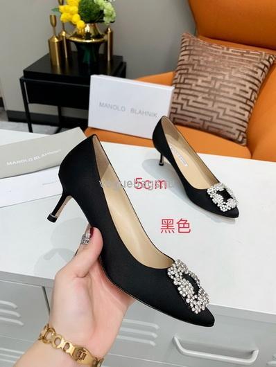 Manolo Blahnik Women¡¯s Shoes Designer Hangisiflat Velvet Shoes 30120 Black - luxibagsmall