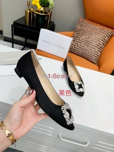 Manolo Blahnik Women¡¯s Shoes Designer Hangisiflat Velvet Shoes 30120 Black - luxibagsmall