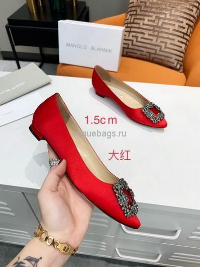 Manolo Blahnik Women¡¯s Shoes Designer Hangisiflat Velvet Shoes 30120 Red - luxibagsmall