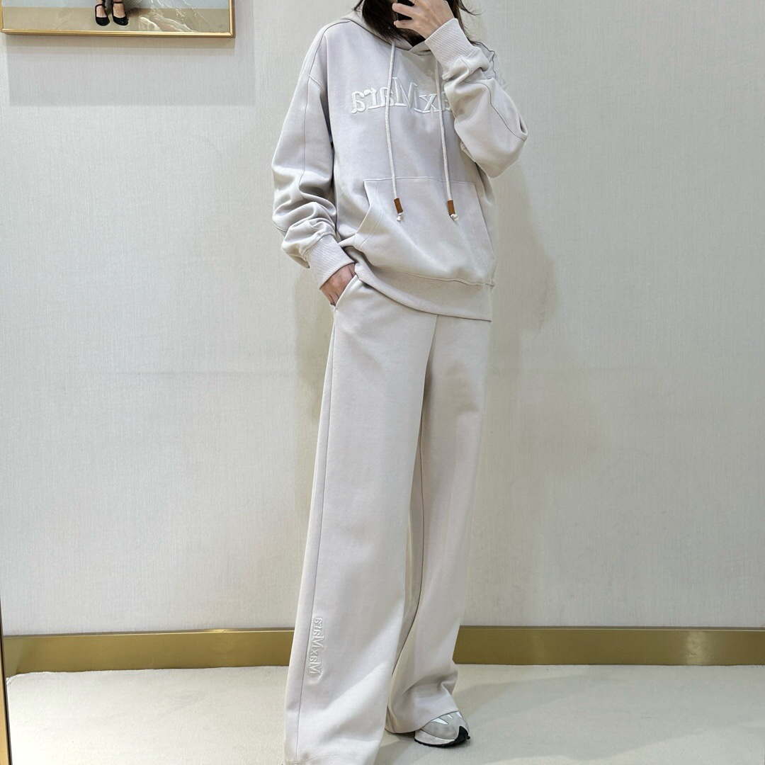 Maxmara Women's Fashion 2024 Spring New Casual Knitted Logo Embroidered Sweatshirt Set Ma90061 - S - View 1