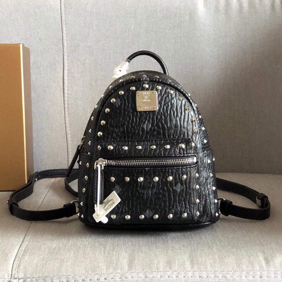 MCM MMK6SVE92CO001 21cm Stark Bebe Boo Backpack in Visetos Black - Default Title - View 1