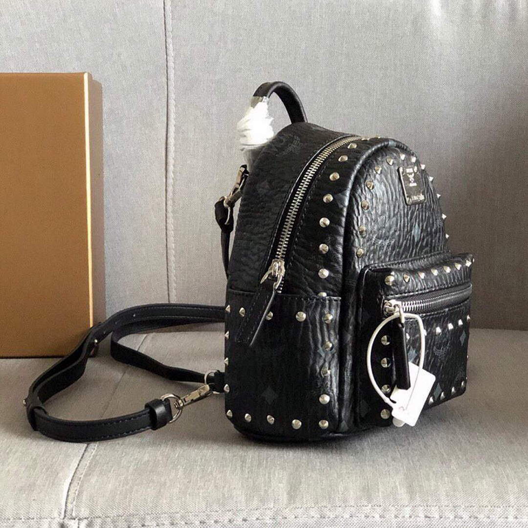 MCM MMK6SVE92CO001 21cm Stark Bebe Boo Backpack in Visetos Black