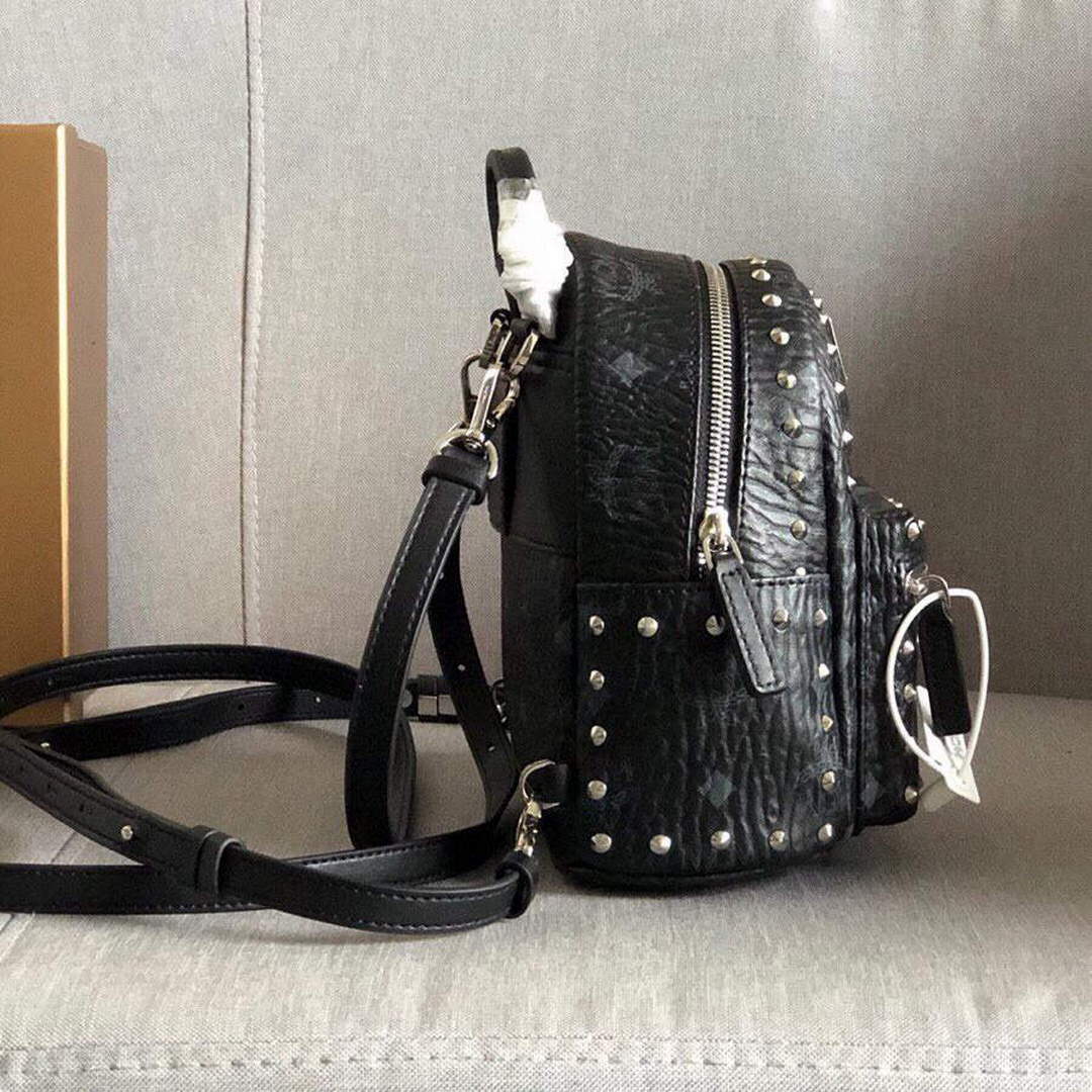 MCM MMK6SVE92CO001 21cm Stark Bebe Boo Backpack in Visetos Black
