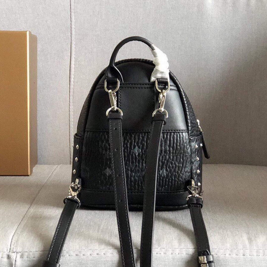 MCM MMK6SVE92CO001 21cm Stark Bebe Boo Backpack in Visetos Black