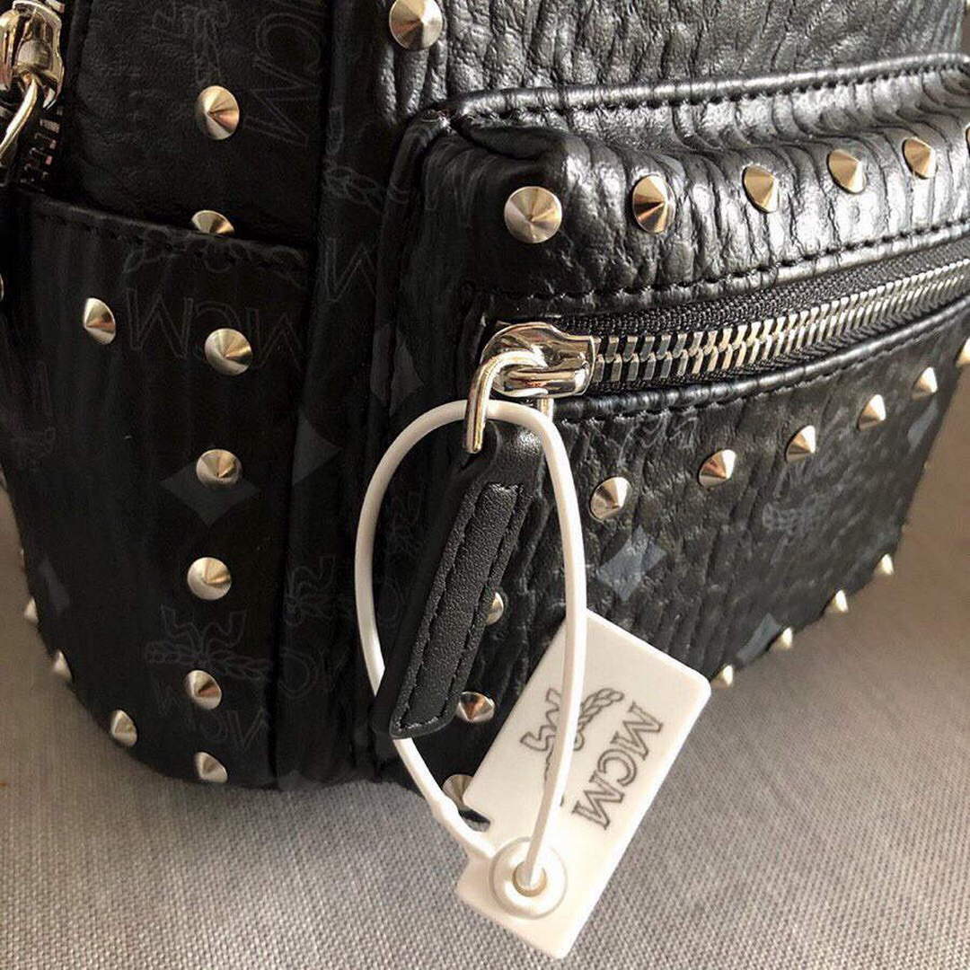 MCM MMK6SVE92CO001 21cm Stark Bebe Boo Backpack in Visetos Black