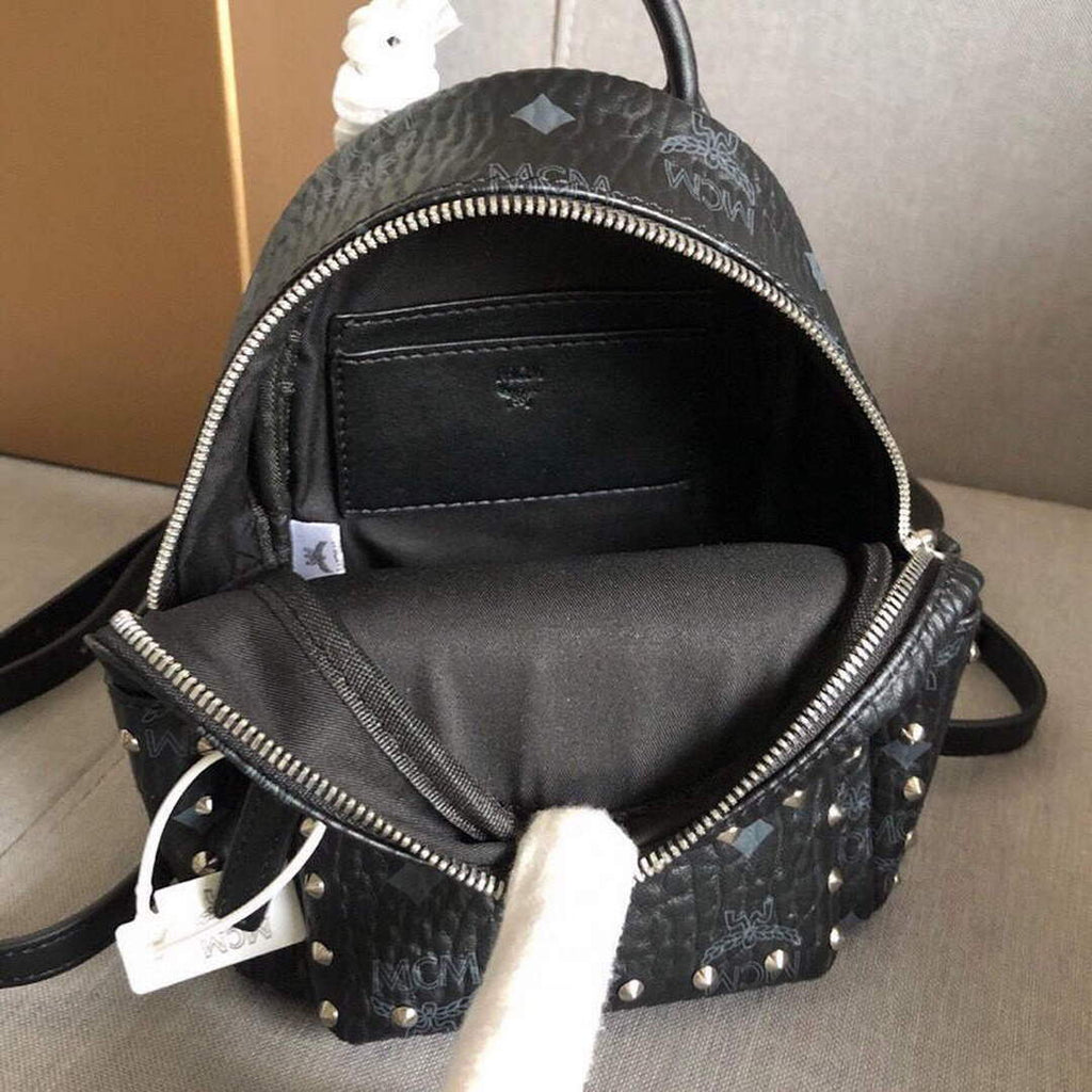 MCM MMK6SVE92CO001 21cm Stark Bebe Boo Backpack in Visetos Black