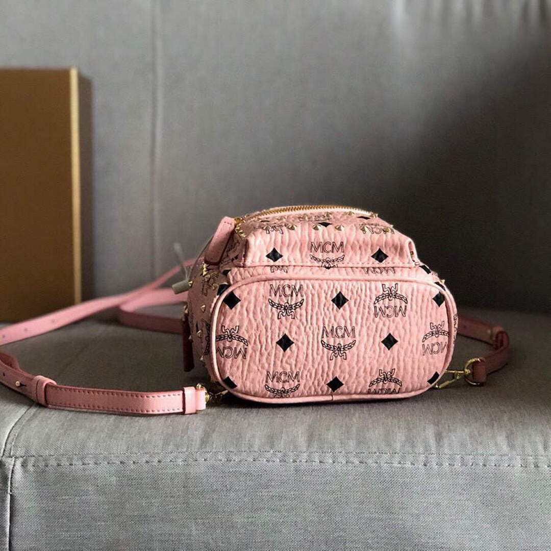 MCM MMK6SVE92CO001 21cm Stark Bebe Boo Backpack in Visetos Pink