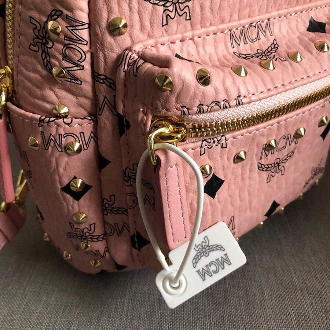 MCM MMK6SVE92CO001 21cm Stark Bebe Boo Backpack in Visetos Pink