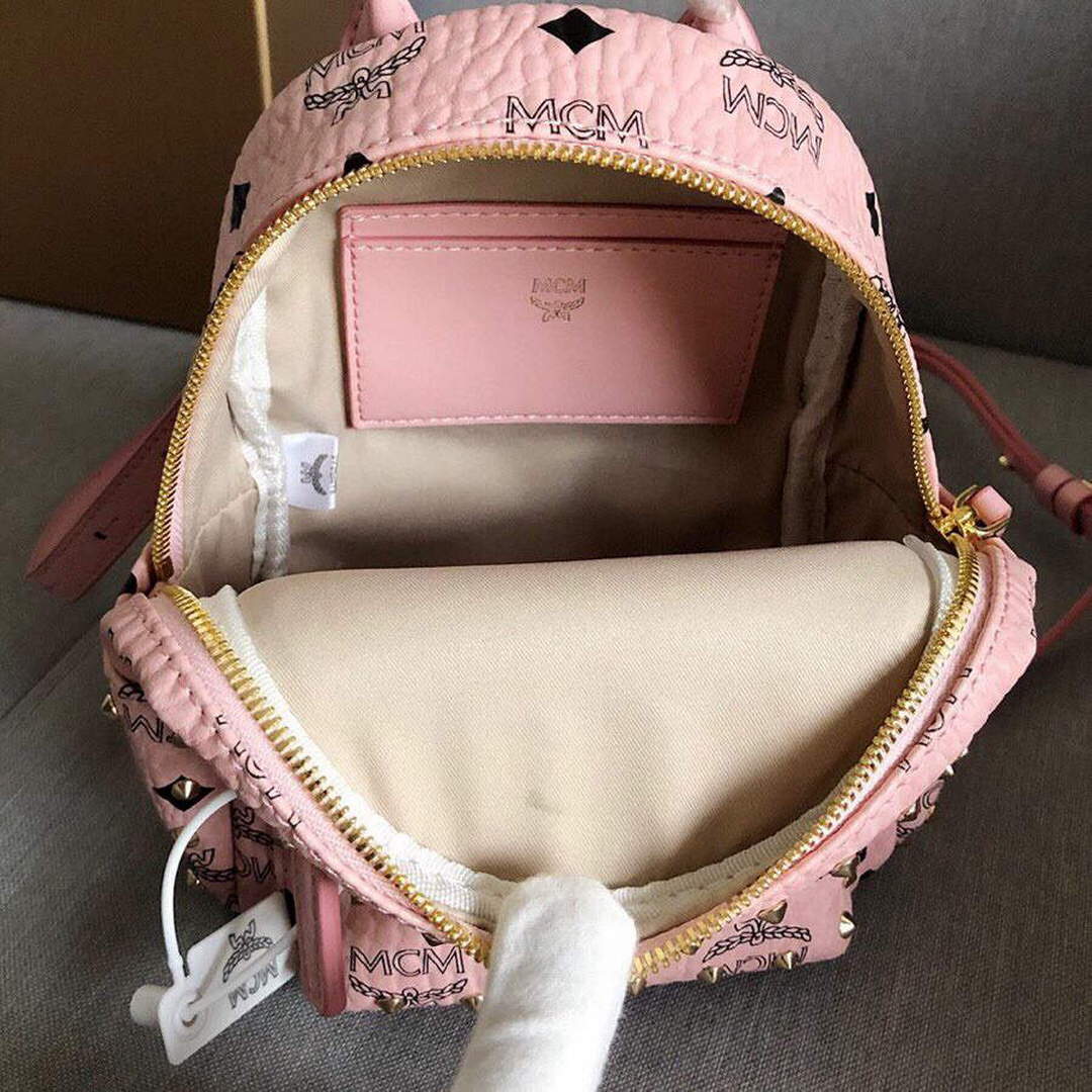 MCM MMK6SVE92CO001 21cm Stark Bebe Boo Backpack in Visetos Pink