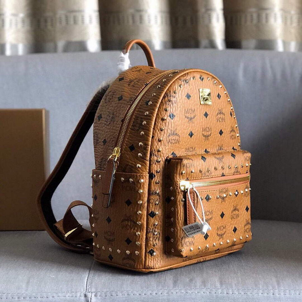 MCM MMK6SVE92CO001 27cm Stark Rivet backpack in Visetos