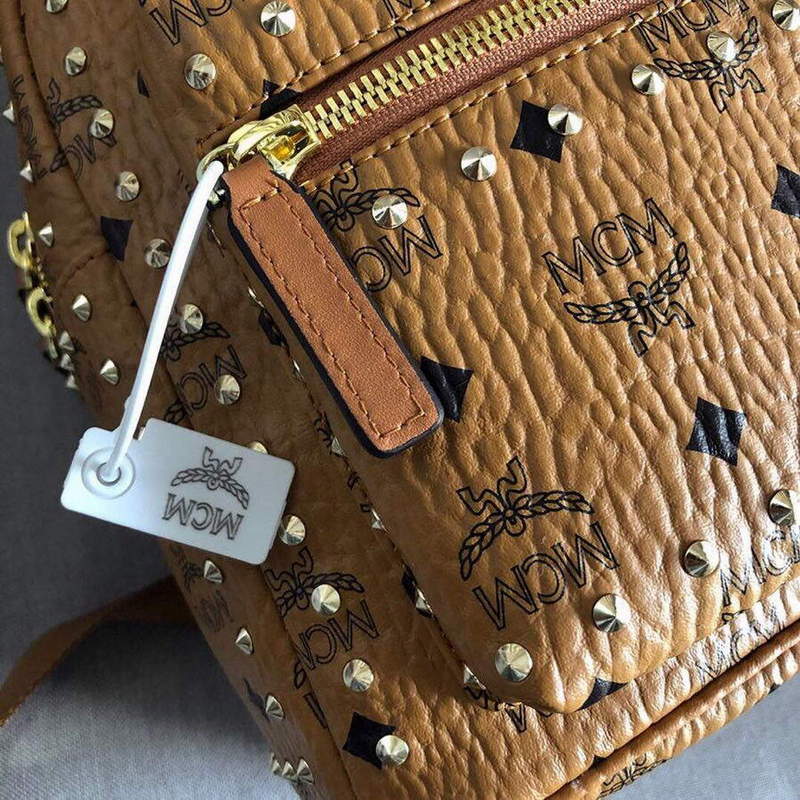 MCM MMK6SVE92CO001 27cm Stark Rivet backpack in Visetos