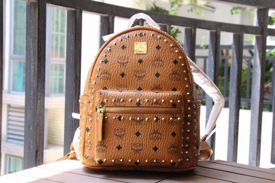 MCM MMKAAVE08CO001 32cm Stark Backpack in Visetos Brown - Default Title - View 1
