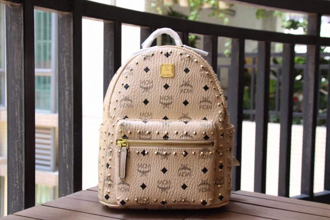 MCM MMKAAVE08CO001 32cm Stark Backpack in Visetos Light pink - Default Title - View 1