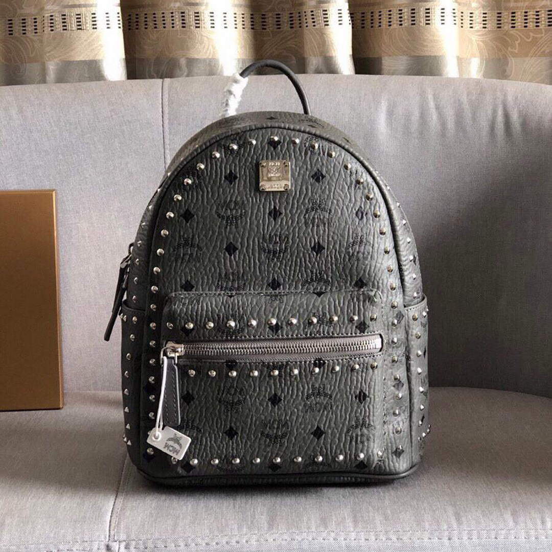 MCM MMKAAVE08CO001 32cm Stark Backpack in Visetos Gray - Default Title - View 1