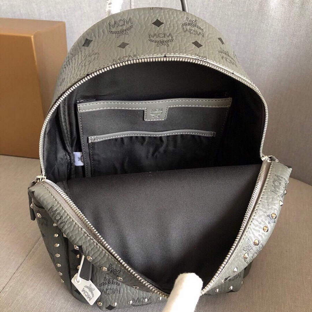 MCM MMKAAVE08CO001 32cm Stark Backpack in Visetos Gray