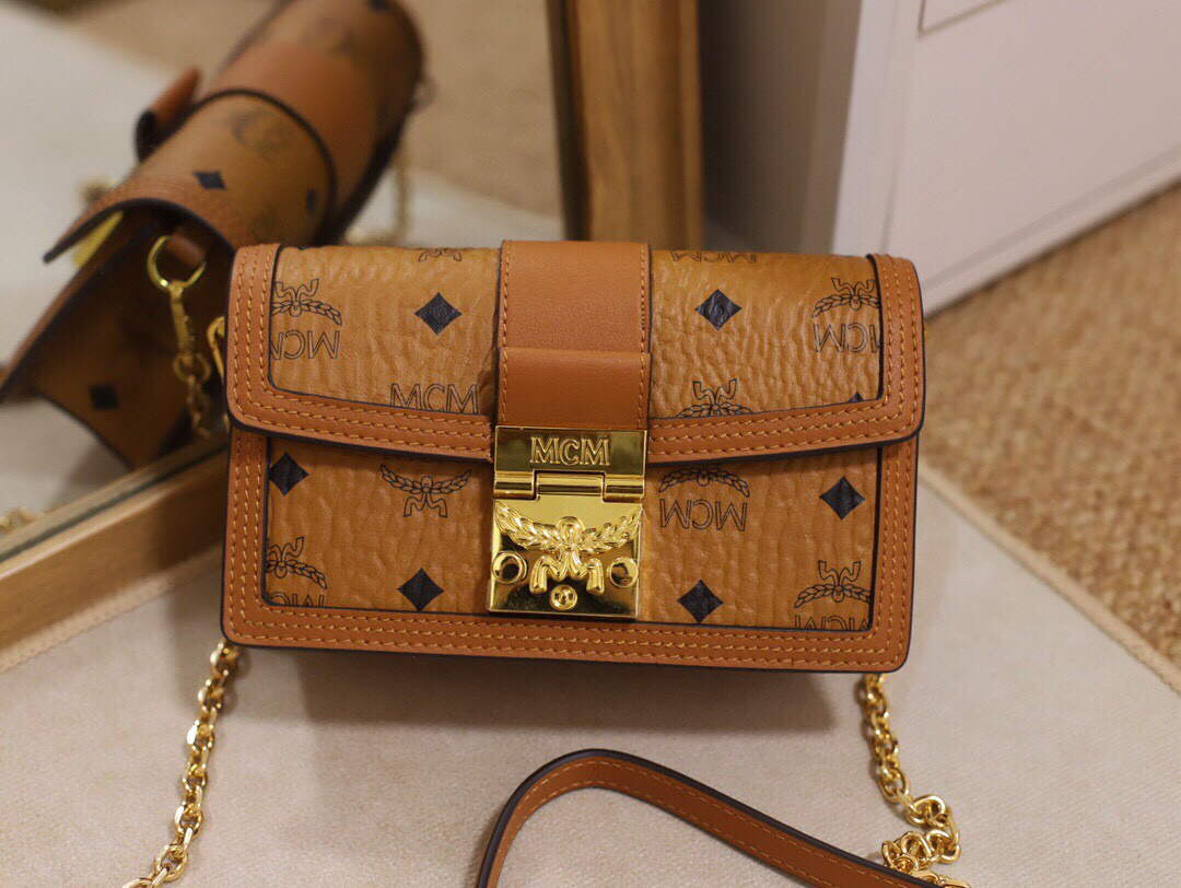 MCM MWRBAWO05CO001 Tracy Mini Crossbody in Visetos Cognac | COGNAC - Default Title - View 1