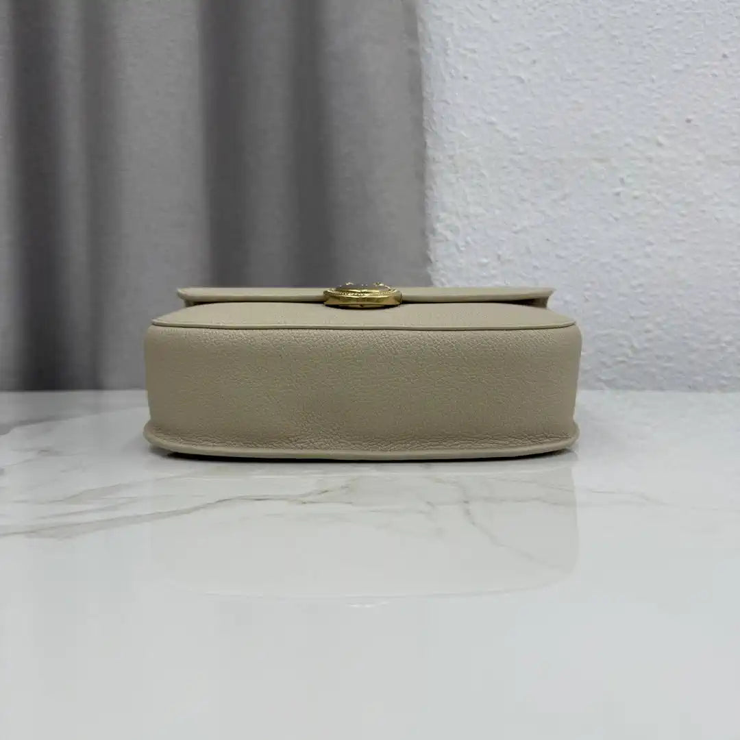 Medium Dior Médaillon Flap Bag M3920QDWP_M900 Camel Beige  Grained Calfskin - Default Title - View 6