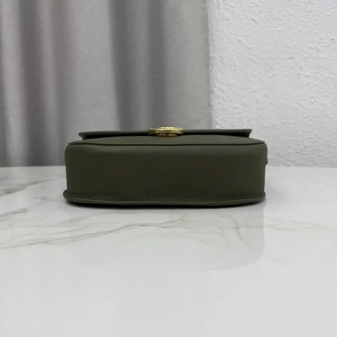 Medium Dior Médaillon Flap Bag M3920QDWP_M900 Olive Green Grained Calfskin - Default Title - View 6