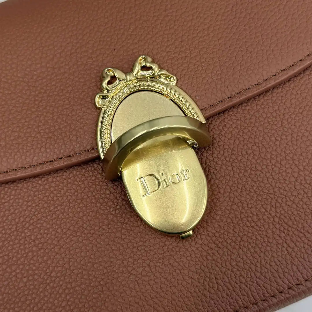 Medium Dior Médaillon Flap Bag M3920QDWP_M900 Gold Brown Grained Calfskin - Default Title - View 4