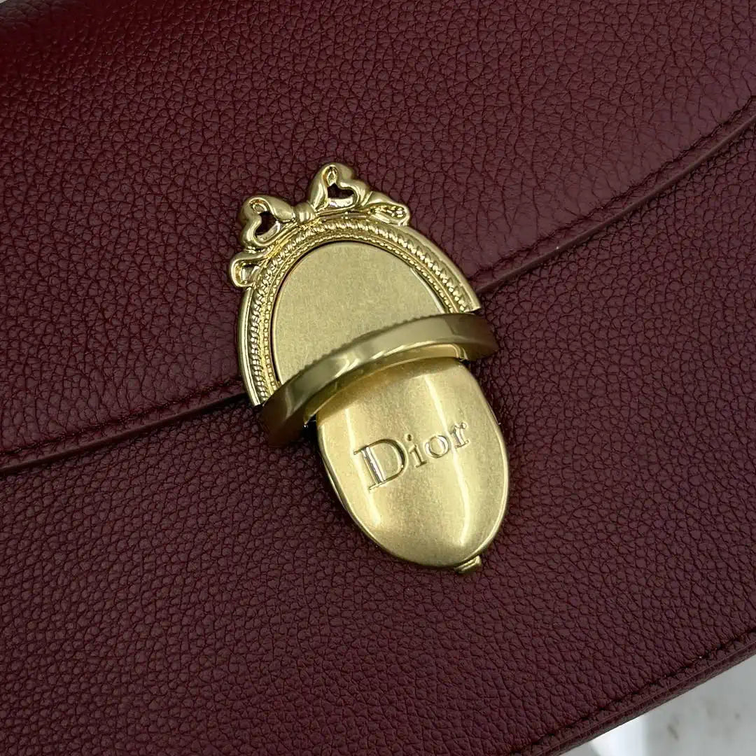 Medium Dior Médaillon Flap Bag M3920QDWP_M900 Wine Red Grained Calfskin - Default Title - View 4