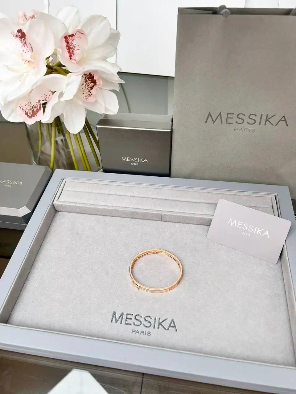 Messika 06514 Move Romane Bangle Rose Gold Diamond Bracelet