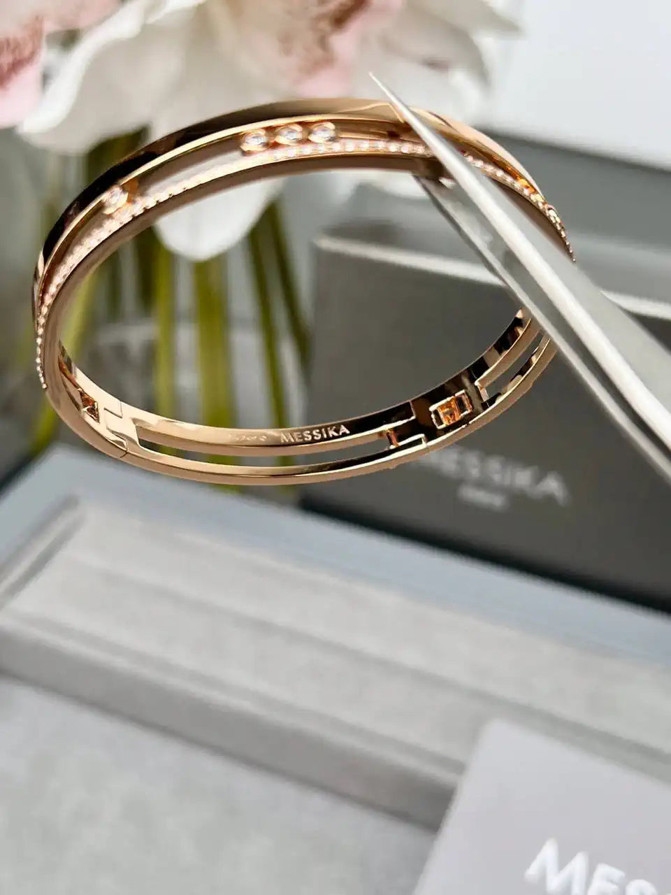 Messika 06514 Move Romane Bangle Rose Gold Diamond Bracelet