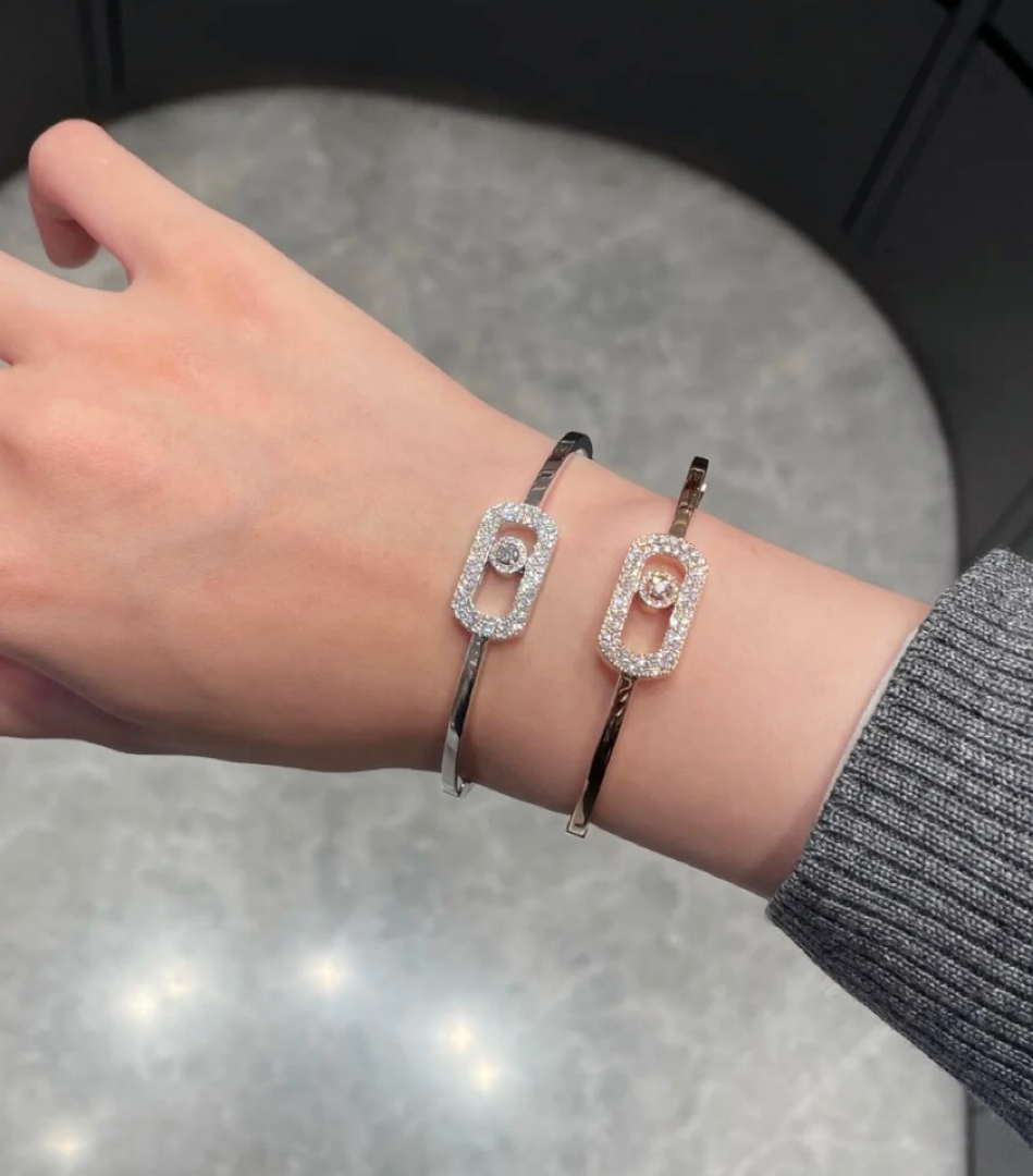 Messika 1134-PG Move Uno Pav¨¦ Flex Bangle Rose Gold Full Diamond Bracelet