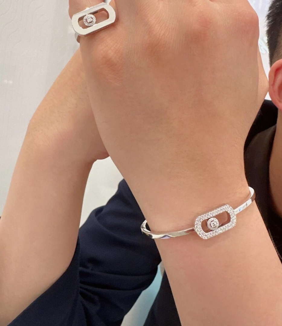 Messika 1134-PG Move Uno Pav¨¦ Flex Bangle White Gold Full Diamond Bracelet