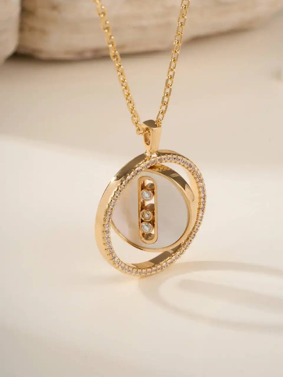 Messika 11650 White Mother-of-Pearl Lucky Move SM Necklace Pink Gold Diamond Necklace