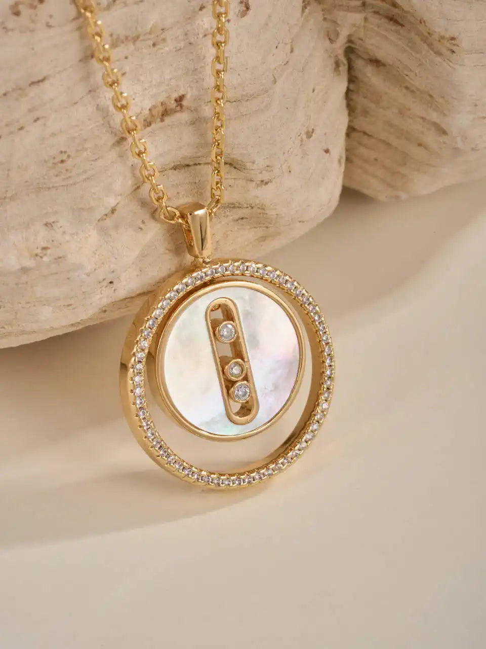 Messika 11650 White Mother-of-Pearl Lucky Move SM Necklace Pink Gold Diamond Necklace