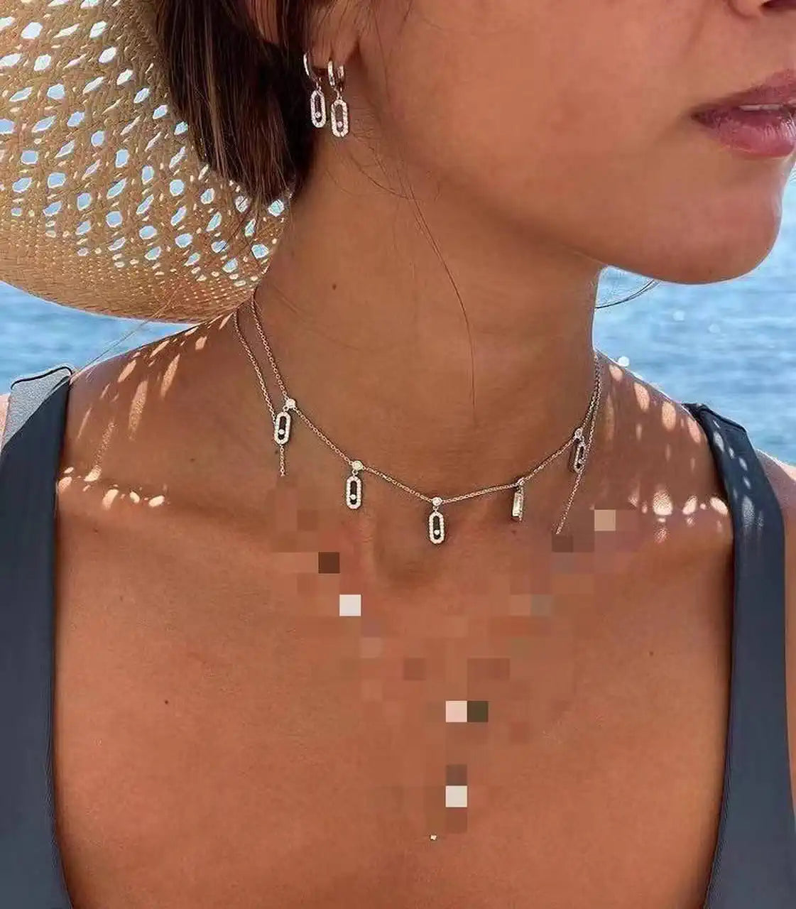 Messika 12150 Move Uno Pav¨¦ Drop Pendant Choker White Gold Diamond Necklace