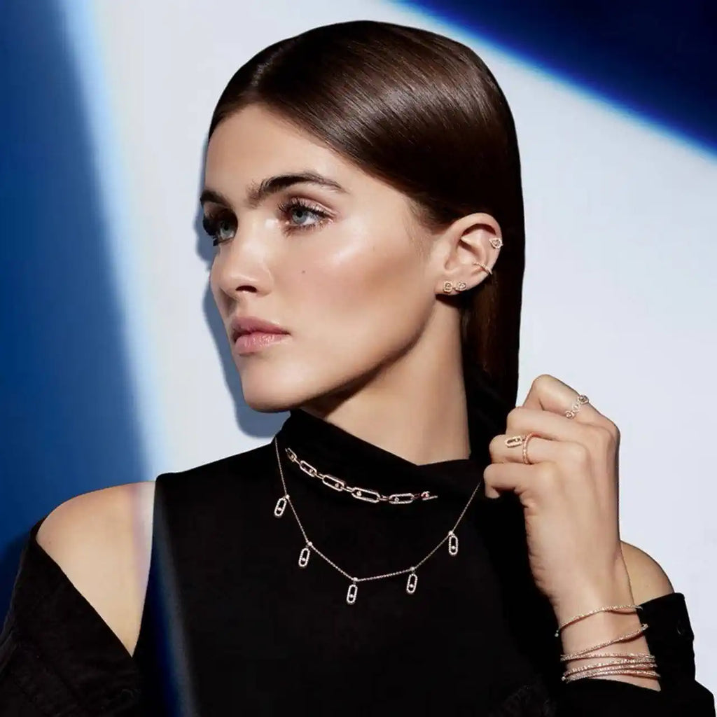Messika 12150 Move Uno Pav¨¦ Drop Pendant Choker White Gold Diamond Necklace