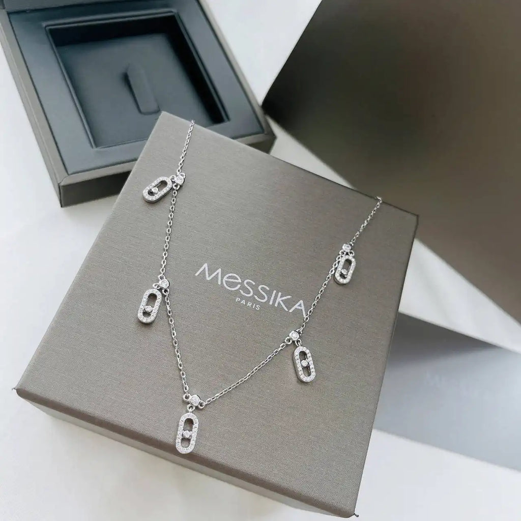 Messika 12150 Move Uno Pav¨¦ Drop Pendant Choker White Gold Diamond Necklace